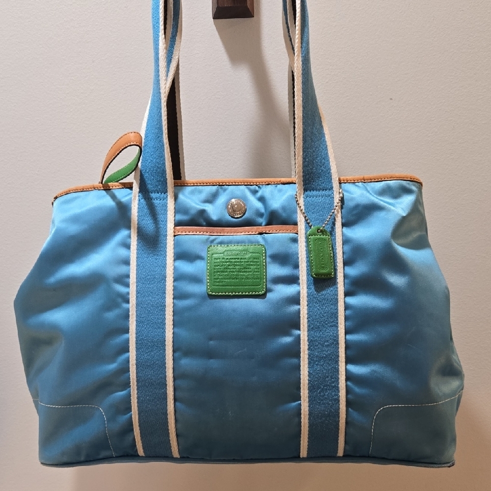 Coach - Hampton Hudson Vintage Large Tote Two-Tone Blue/Green
